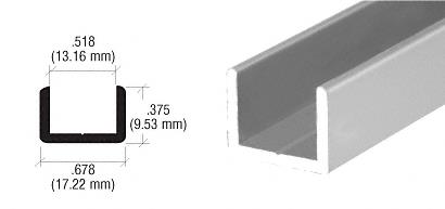 CRL Brushed Nickel Frameless Shower Door Aluminum Regular U-Channel for 1/2" Thick Glass - 95 in long