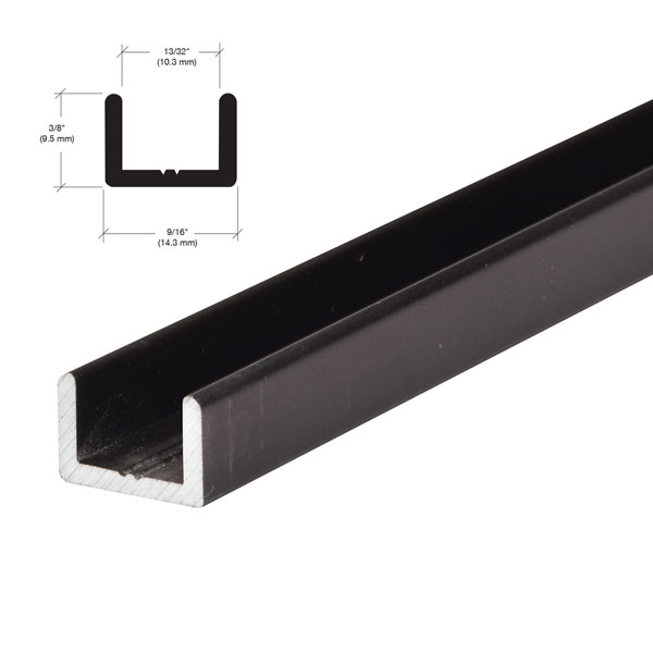 CRL Oil Rubbed Bronze Frameless Shower Door Aluminum Regular U-Channel for 3/8" Thick Glass - 95 in long