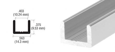 CRL Brite Anodized Frameless Shower Door Aluminum Regular U-Channel for 3/8" Thick Glass - 95 in long