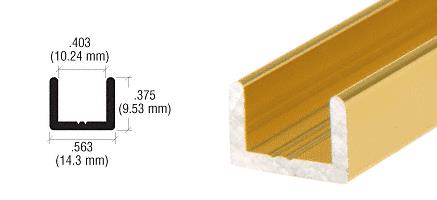 CRL Brite Gold Anodized Frameless Shower Door Aluminum Regular U-Channel for 3/8" Thick Glass - 95 in long