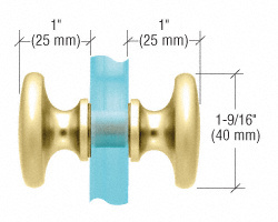 CRL Unlacquered Brass Traditional Style Back-to-Back Shower Door Knobs