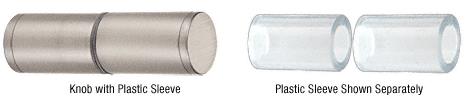 CRL Cylinder Style Brushed Nickel Finish Back-to-Back Shower Door Knob With Plastic Sleeve