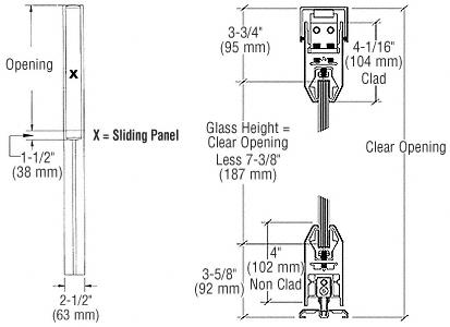 CRL Dark Bronze Anodized X-/-X Format Sliding Door Entrance System - 4" Top and Bottom Tapered Rail