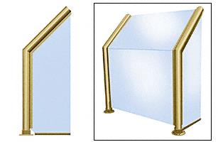 CRL Elegant 102 Series Sneeze Guard - 2" Polished Brass Tubing, Glass On Slant, Front and One End or Both Ends