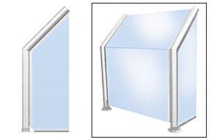 CRL Elegant 102 Series Sneeze Guard - 2" Polished Stainless Tubing, Glass On Slant, Front and One End or Both Ends