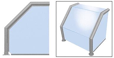 CRL Elegant 105 Series Sneeze Guard - 2" Brushed Stainless Tubing, Glass On Top, Slant, Front, and One End or Both Ends