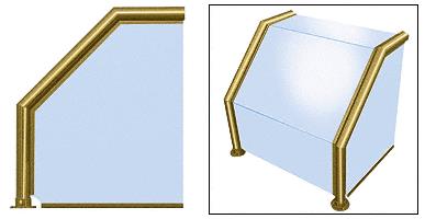 CRL Elegant 105 Series Sneeze Guard - 2" Polished Brass Tubing, Glass On Top, Slant, Front, and One End or Both Ends
