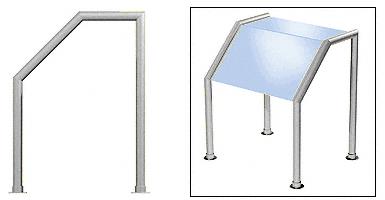 CRL Elegant 106 Series Sneeze Guard - 2" Brushed Stainless Tubing, Glass On Slant and Top Only