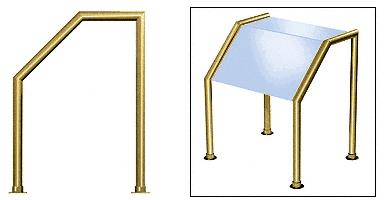 CRL Elegant 106 Series Sneeze Guard - 2" Polished Brass Tubing, Glass On Slant and Top Only