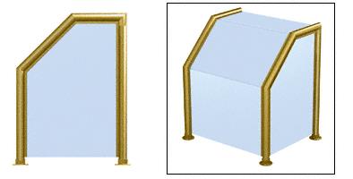 CRL Elegant 108 Series Sneeze Guard - 2" Polished Brass Tubing, Glass On Slant, Top, Front, and One End or Both Ends