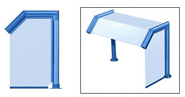 CRL Elegant 114 Series Sneeze Guard - 2" Powder Painted Tubing, Glass On Slant, Top, and One End or Both Ends