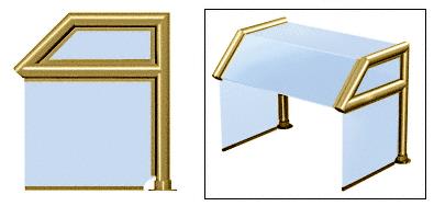 CRL Elegant 116 Series Sneeze Guard - 2" Polished Brass Tubing, Glass On Top, Slant, Shelf, and Ends