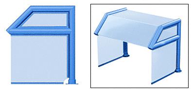 CRL Elegant 116 Series Sneeze Guard - 2" Powder Painted Tubing, Glass On Top, Slant, Shelf, and Ends