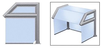CRL Elegant 117 Series Sneeze Guard - 2" Brushed Stainless Tubing, Glass On Top, Slant, Shelf, Back Bottom, and Ends