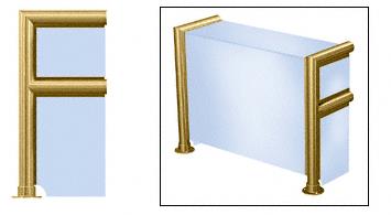 CRL Elegant 143 Series Sneeze Guard - 2" Polished Brass Tubing, Glass On Top, Shelf, Front, and One End or Both Ends