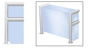 CRL Elegant 143 Series Sneeze Guard - 2" Polished Stainless Tubing, Glass On Top, Shelf, Front, and One End or Both Ends