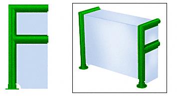 CRL Elegant 143 Series Sneeze Guard - 2" Powder Painted Tubing, Glass On Top, Shelf, Front, and One End or Both Ends