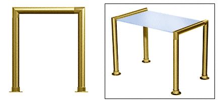 CRL Elegant 144 Series Sneeze Guard - 2" Polished Brass Tubing, Glass On Top Only