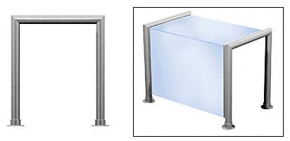 CRL Elegant 145 Series Sneeze Guard - 2" Brushed Stainless Tubing, Glass On Top and Front Only