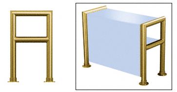 CRL Elegant 148 Series Sneeze Guard - 2" Polished Brass Tubing, Glass On Top, Shelf, and Front Only