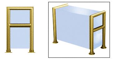 CRL Elegant 149 Series Sneeze Guard - 2" Polished Brass Tubing, Glass On Top, Shelf, Front, and One End or Both Ends