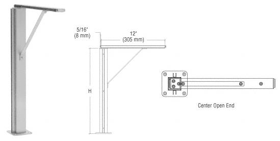 CRL Brushed Stainless Center 18" Plaza Series Sneeze Guard Post With Top Shelf