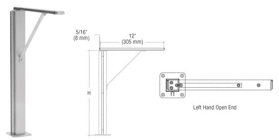 CRL Brushed Stainless Left Hand Open End 18" Plaza Series Sneeze Guard Post With Top Shelf