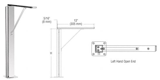 CRL Polished Stainless Left Hand Open End 18" Plaza Series Sneeze Guard Post With Top Shelf