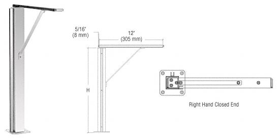 CRL Polished Stainless Right Hand Closed End 18" Plaza Series Sneeze Guard Post With Top Shelf