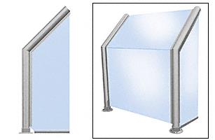 CRL Elegant 102 Series Sneeze Guard - 1-1/2" Brushed Stainless Tubing, Glass On Slant, Front, and One End or  Both Ends