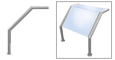 CRL Elegant 103 Series Sneeze Guard - 1-1/2" Brushed Stainless Tubing, Glass On Top and Slant Only