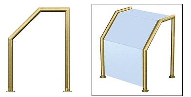 CRL Elegant 107 Series Sneeze Guard - 1-1/2" Polished Brass Tubing, Glass On Slant, Top, and Front Only