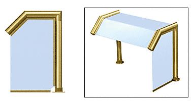 CRL Elegant 114 Series Sneeze Guard - 1-1/2" Polished Brass Tubing, Glass On Slant, Top, and One End or Both Ends
