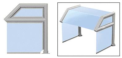 CRL Elegant 116 Series Sneeze Guard - 1-1/2" Brushed Stainless Tubing, Glass On Top, Slant, Shelf, and Ends