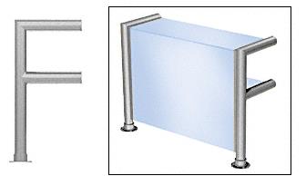 CRL Elegant 142 Series Sneeze Guard - 1-1/2" Brushed Stainless Tubing, Glass On Top, Shelf, and Front Only