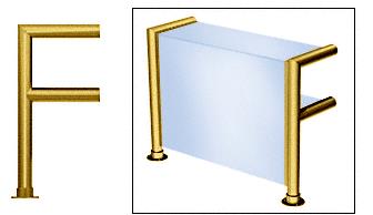 CRL Elegant 142 Series Sneeze Guard - 1-1/2" Polished Brass Tubing, Glass On Top, Shelf, and Front Only