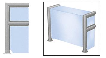 CRL Elegant 143 Series Sneeze Guard - 1-1/2" Brushed Stainless Tubing, Glass On Top, Shelf, Front, and One End or Both Ends