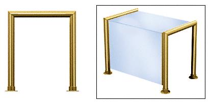 CRL Elegant 145 Series Sneeze Guard - 1-1/2" Plished Brass Tubing, Glass On Top and Front Only