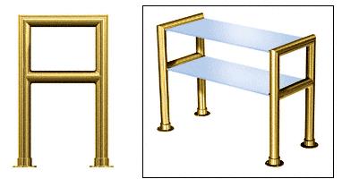 CRL Elegant 147 Series Sneeze Guard - 1-1/2" Polished Brass Tubing, Glass On Top and Shelf Only