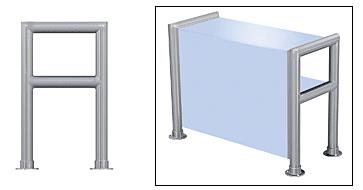 CRL Elegant 148 Series Sneeze Guard - 1-1/2" Brushed Stainless Tubing, Glass On Top, Shelf, and Front Only