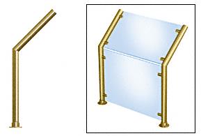 CRL Contemporary 201 Series Sneeze Guard - 1-1/2" Polished Brass Tubing, Glass On Slant and Front Only