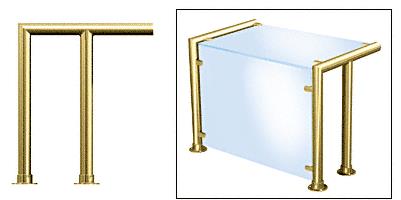 CRL Contemporary 207 Series Sneeze Guard - 1-1/2" Polished Brass Tubing, Glass On Top and Front Only