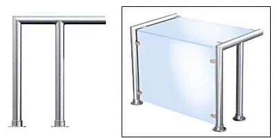 CRL Contemporary 207 Series Sneeze Guard - 1-1/2" Polished Stainless Tubing, Glass On Top and Front Only
