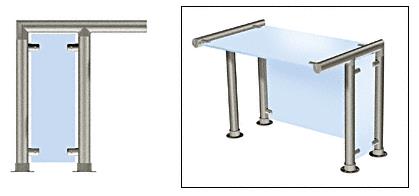 CRL Contemporary 208 Series Sneeze Guard - 1-1/2" Brushed Stainless Tubing, Glass On Top, Front, and One or Both Ends