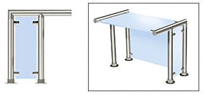 CRL Contemporary 208 Series Sneeze Guard - 1-1/2" Polished Stainless Tubing, Glass On Top, Front, and One or Both Ends