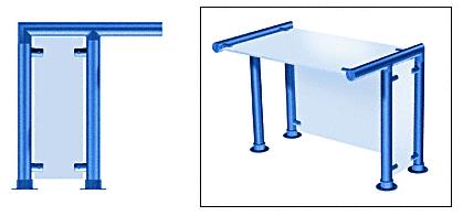 CRL Contemporary 208 Series Sneeze Guard - 1-1/2" Powder Painted Tubing, Glass On Top, Front, and One or Both Ends