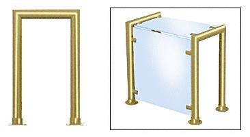 CRL Contemporary 209 Series Sneeze Guard - 1-1/2" Polished Brass Tubing, Glass On Top and Front Only