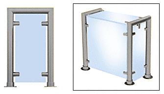 CRL Contemporary 210 Series Sneeze Guard - 1-1/2" Brushed Stainless Tubing, Glass On Top, Front, and One or Both Ends