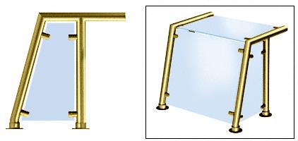 CRL Contemporary 212 Series Sneeze Guards - 1-1/2" Polished Brass Tubing, Glass On Top, Front, and One or Both Ends