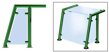 CRL Contemporary 212 Series Sneeze Guards - 1-1/2" Powder Painted Tubing Glass On Top, Front, and One or Both Ends